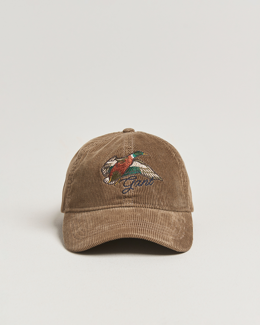 Herr | Hattar & kepsar | GANT | Graphic Embroidered Washed Cord Cap Taupe Beige
