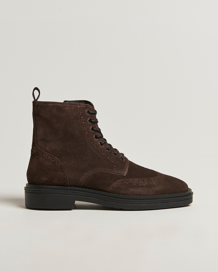 Herr | Kängor | GANT | Boggar Suede Brouge Boot Espresso Brown