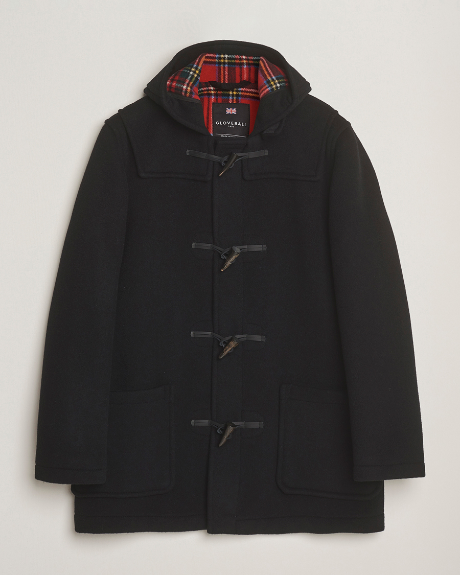 Herr | Jackor | Gloverall | Mid Length Duffle Coat Black/Royal Stewart
