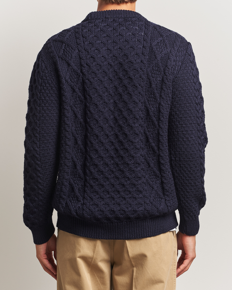 Herr | Tröjor | Gloverall | Aran Wool Knitted Sweater Navy