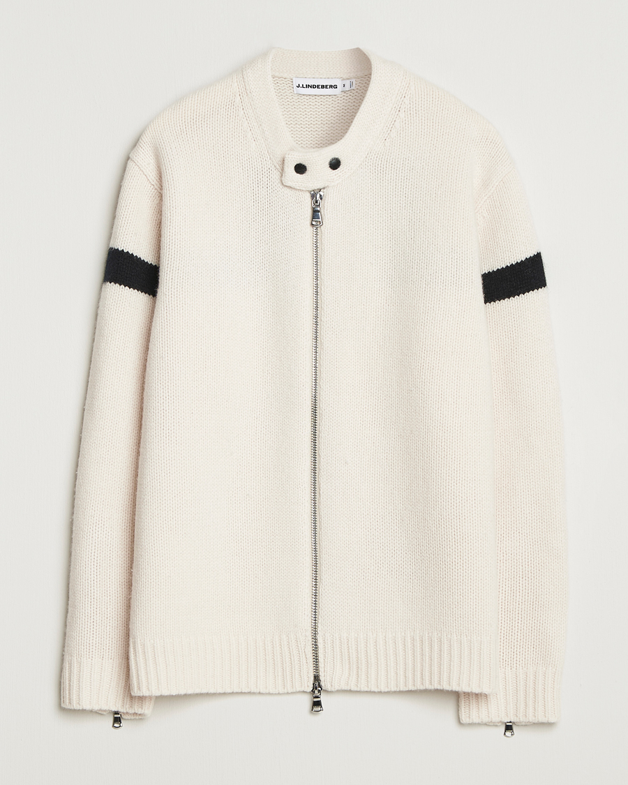 Herr | Tröjor | J.Lindeberg | Kessler Biker Wool Full Zip Moonbeam