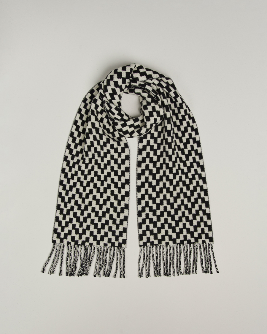 Herr | Halsdukar | J.Lindeberg | Jared Stacked Bridge Wool Scarf Black/White