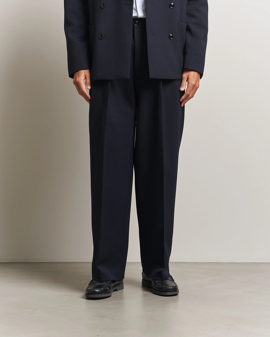 Herr | Byxor | NN07 | Justin Double Pleated Suit Trousers Deep Navy