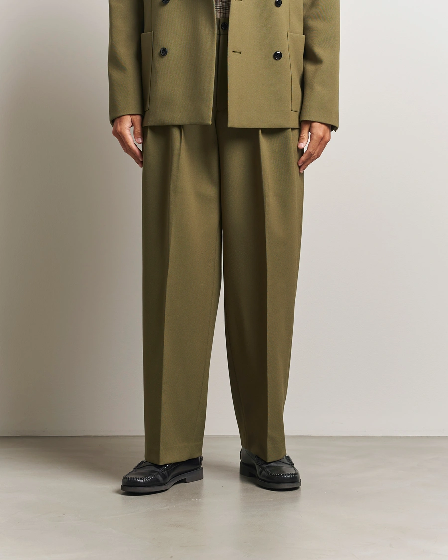 Herr | Byxor | NN07 | Justin Double Pleated Suit Trousers Firene Green
