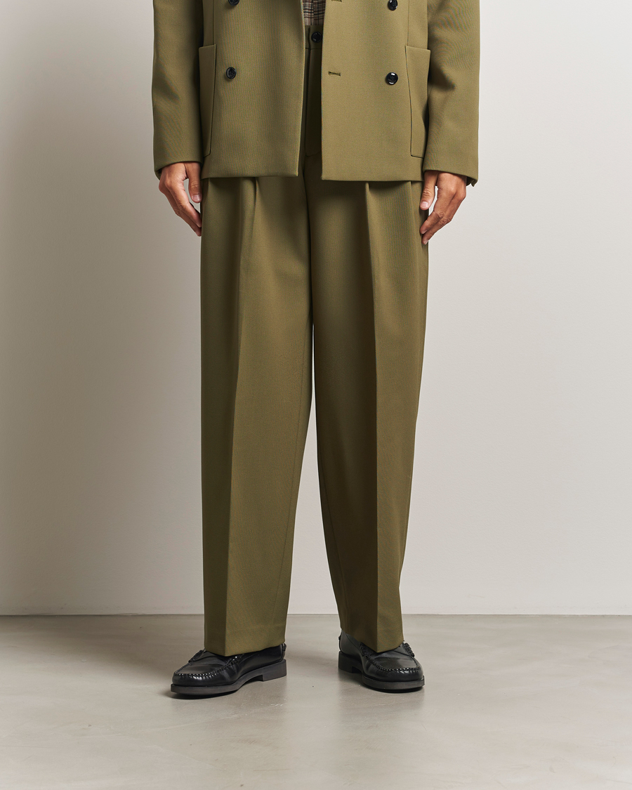 Herr | Byxor | NN07 | Justin Double Pleated Suit Trousers Firene Green