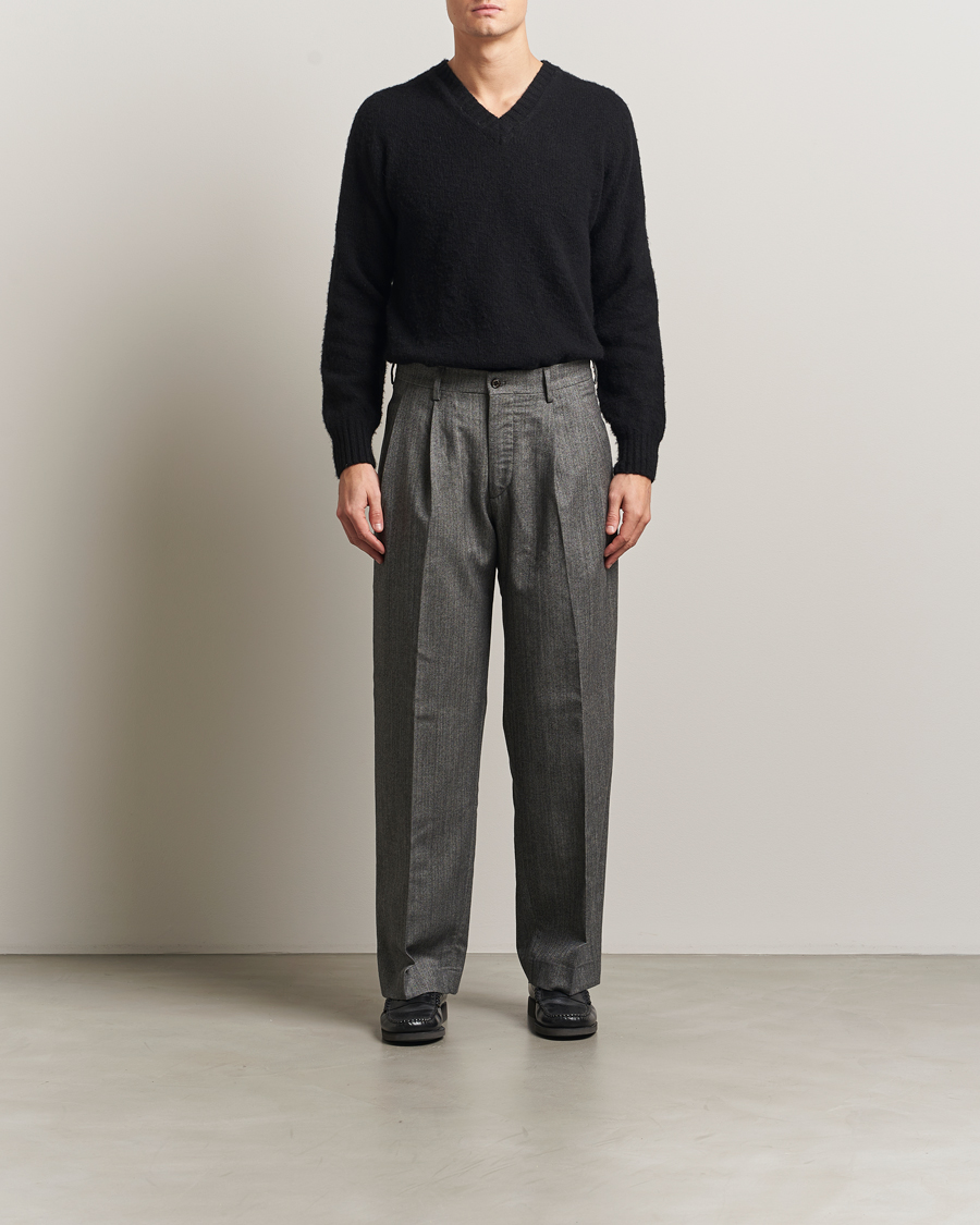 Herr | Byxor | NN07 | Justin Double Pleated Herringbone Trousers Grey