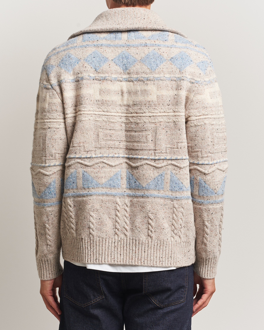 Herr | Tröjor | NN07 | William Heavy Knitted Wool Half Zip Ecru