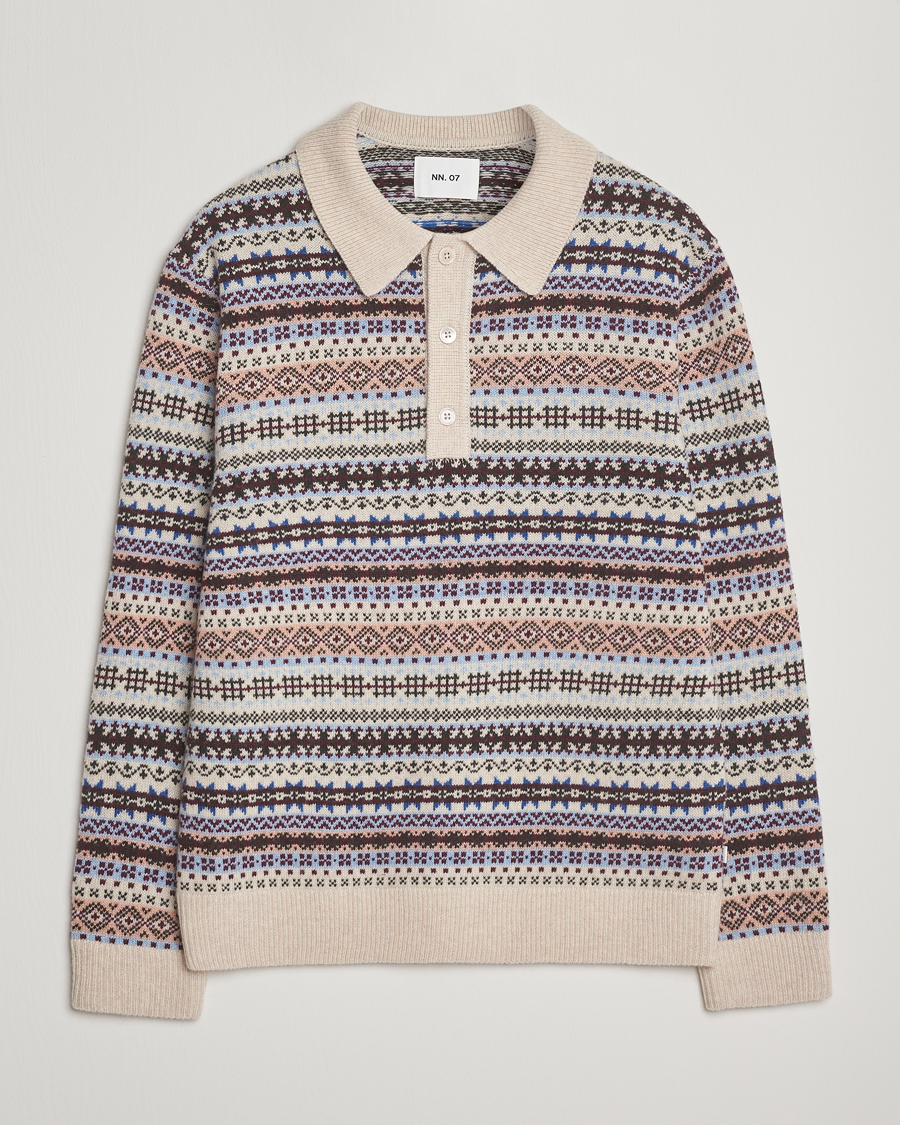 Herr | Tröjor | NN07 | Robbie Fairisle Knitted Polo Multi