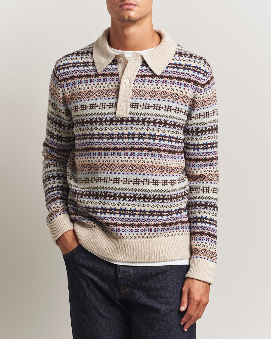 Herr | Tröjor | NN07 | Robbie Fairisle Knitted Polo Multi