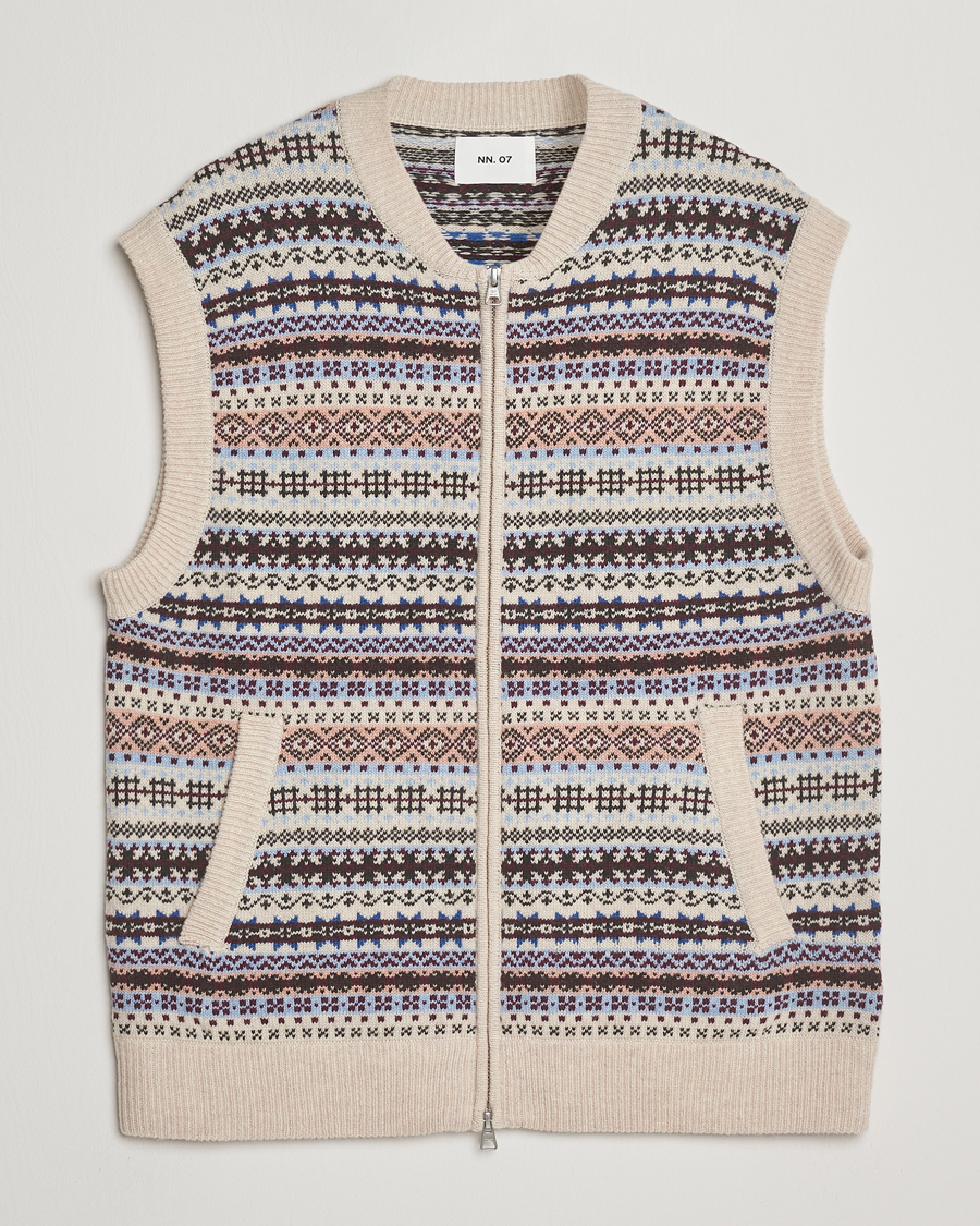 Herr | Tröjor | NN07 | Robbie Fairisle Full Zip Vest Multi