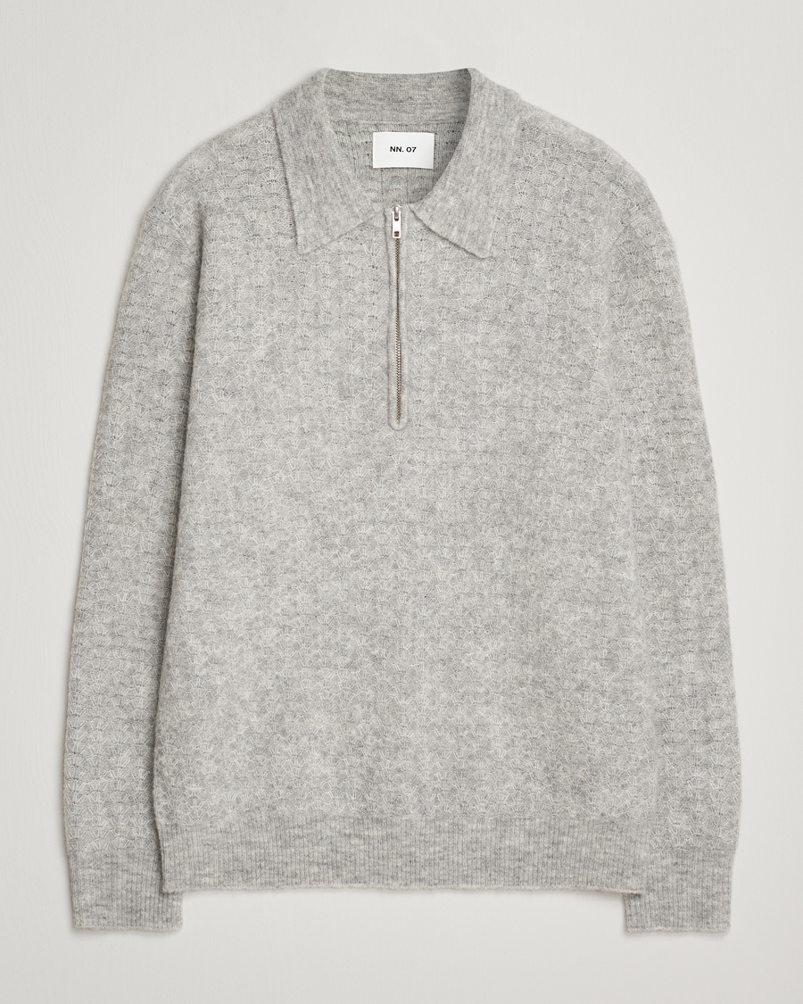 Herr | Tröjor | NN07 | Alfie Alpaca Knitted Half Zip Sable Grey
