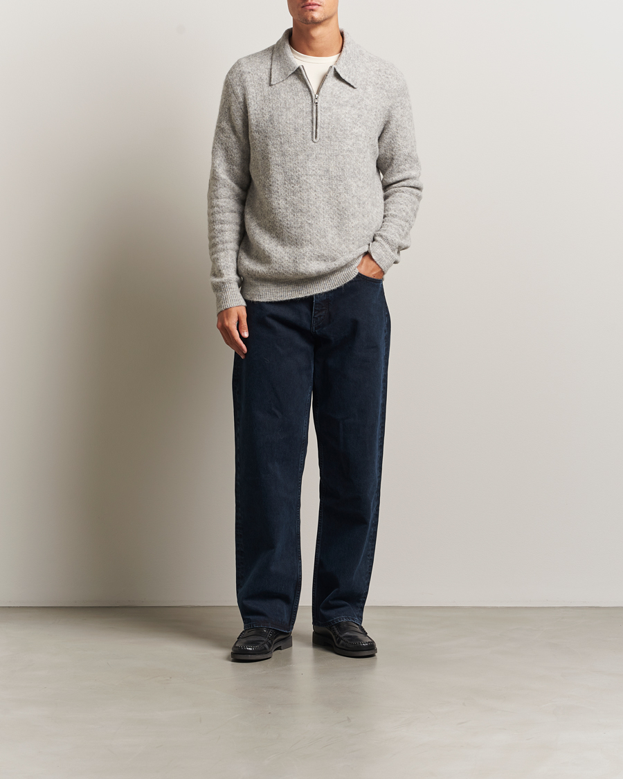 Herr | Tröjor | NN07 | Alfie Alpaca Knitted Half Zip Sable Grey