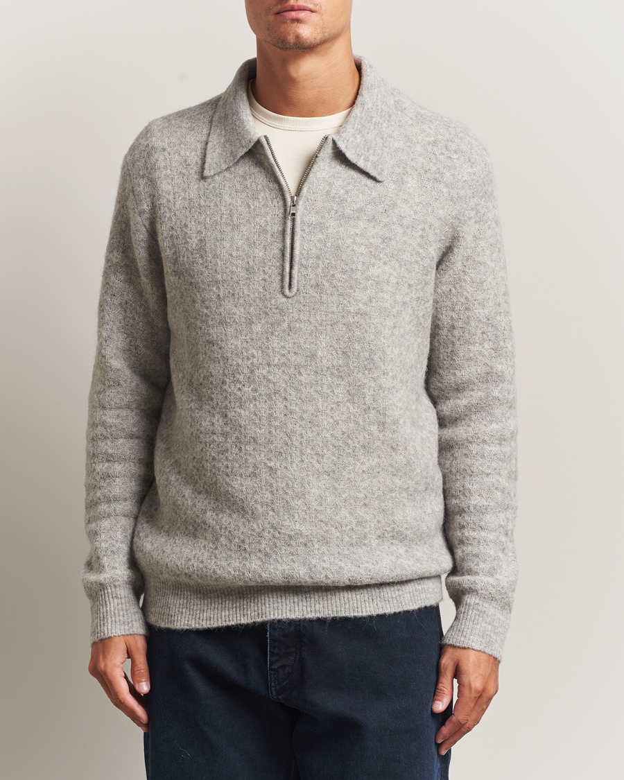 Herr | Tröjor | NN07 | Alfie Alpaca Knitted Half Zip Sable Grey