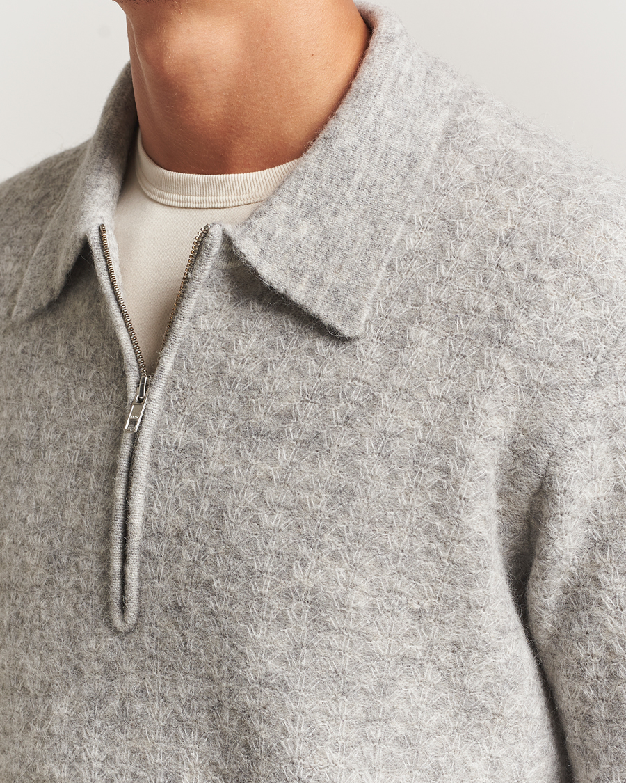 Herr | Tröjor | NN07 | Alfie Alpaca Knitted Half Zip Sable Grey