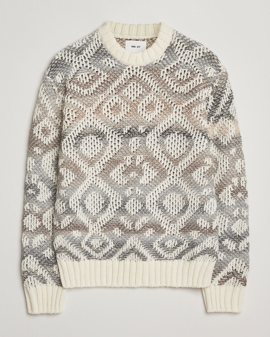 Herr | Tröjor | NN07 | Brady Heavy Knitted Sweater Ivory Multi