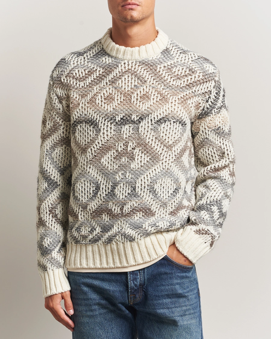 Herr | Tröjor | NN07 | Brady Heavy Knitted Sweater Ivory Multi