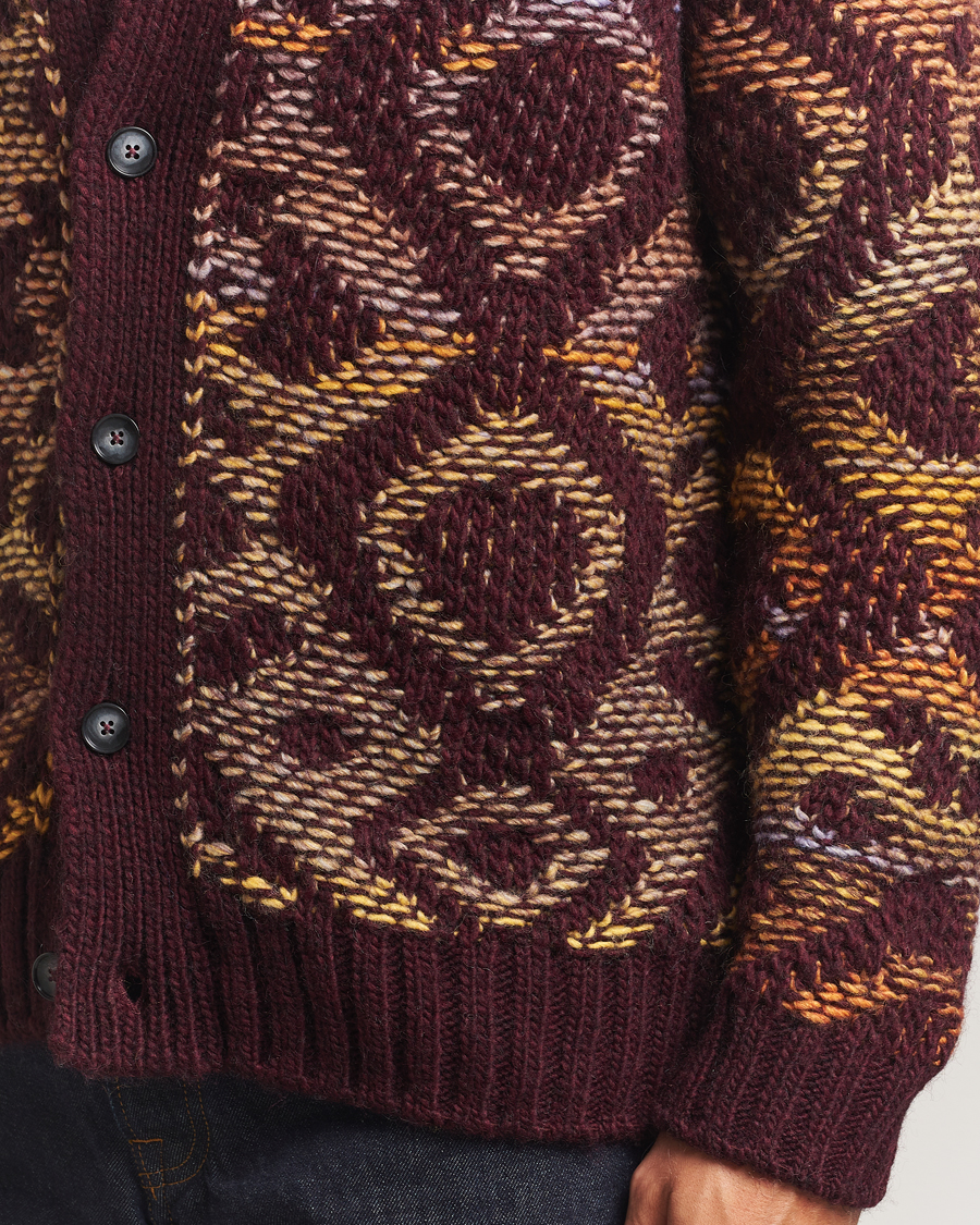 Herr | Tröjor | NN07 | Viggo Heavy Knitted Cardigan Wine Red Multi