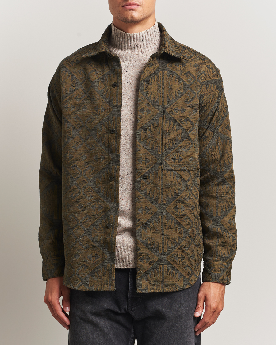 Herr | Skjortor | NN07 | Adwin Printed Overshirt Green Multi