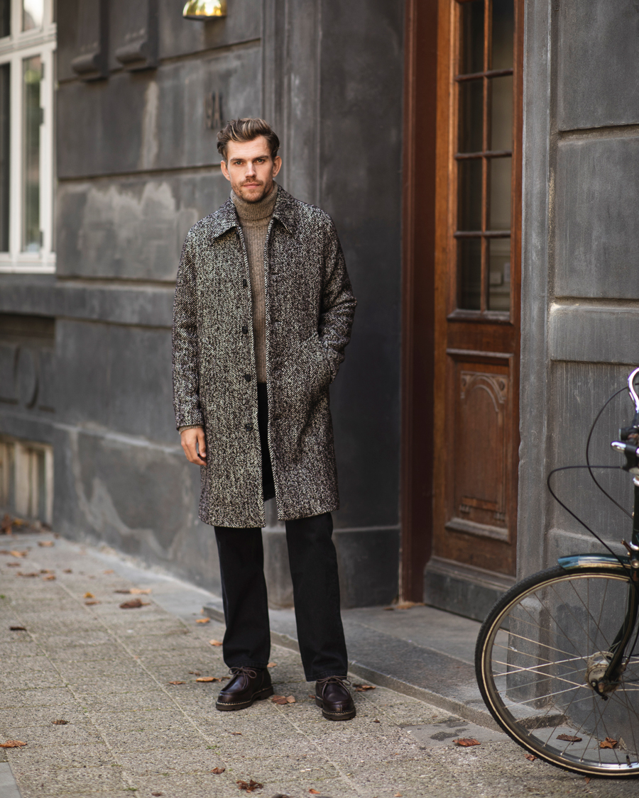 Herr | Jackor | NN07 | Franco Wool Herringbone Coat Demitasse Brown