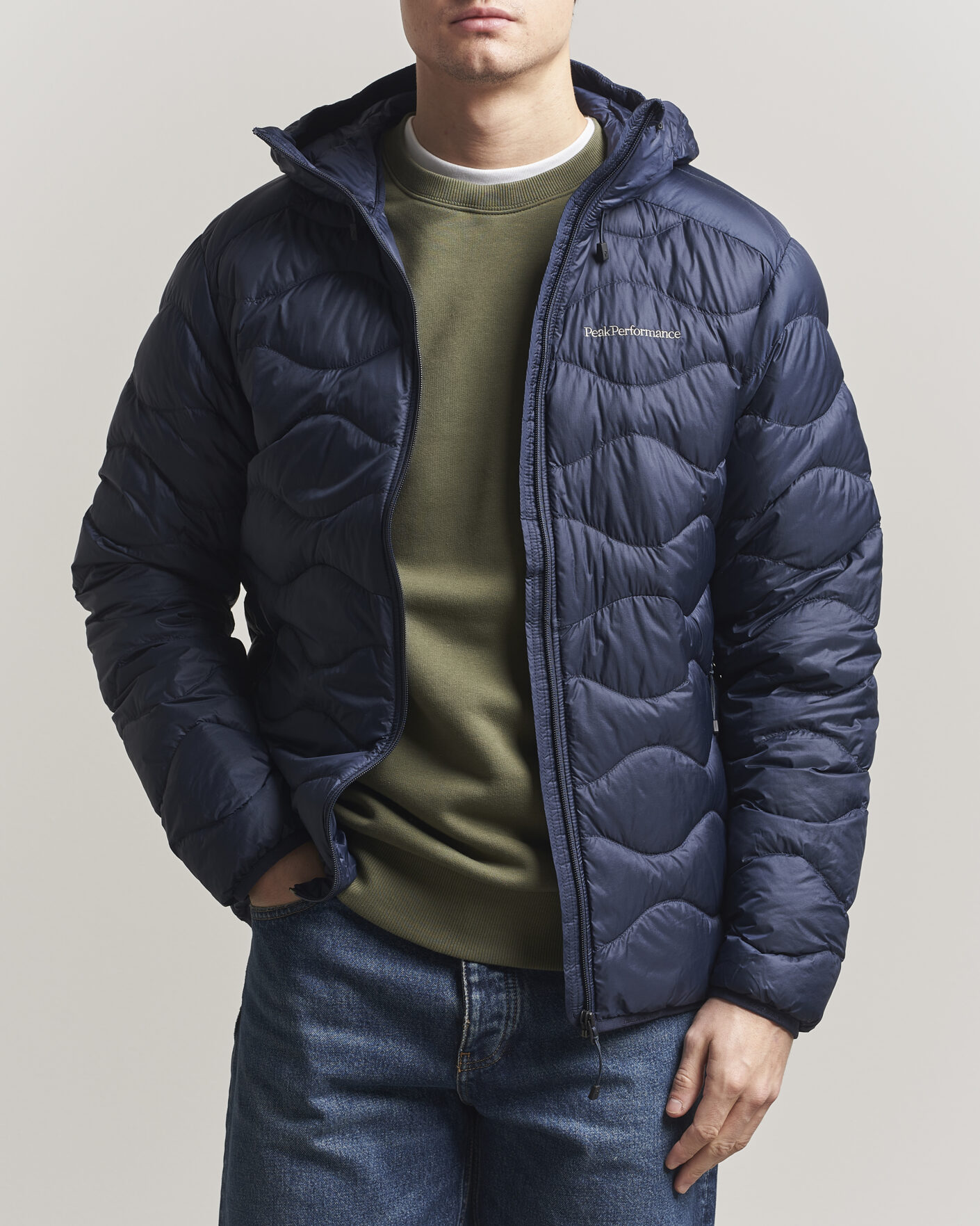 Herr | Jackor | Peak Performance | Helium Down Hooded Jacket Blue Shadow