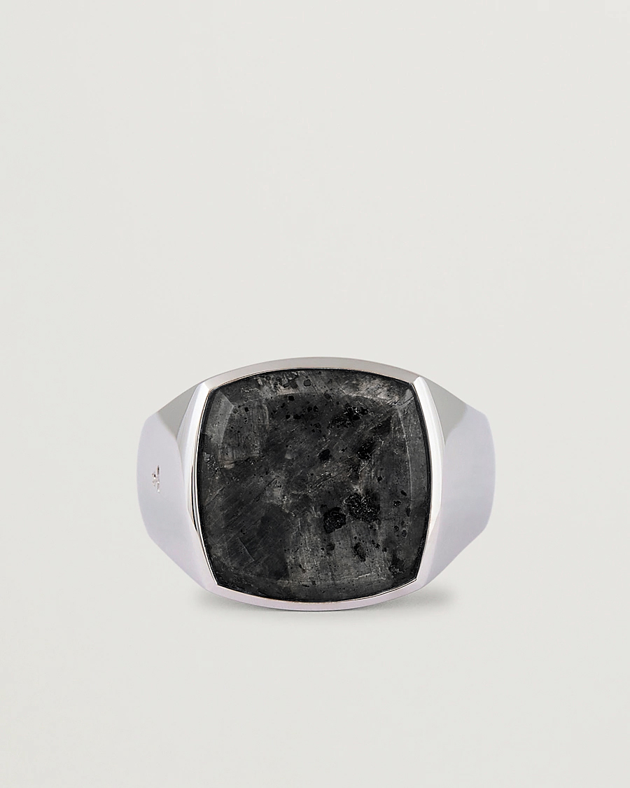 Herr | Smycken | Tom Wood | Cushion Black Larvikite Ring Black Larvikite