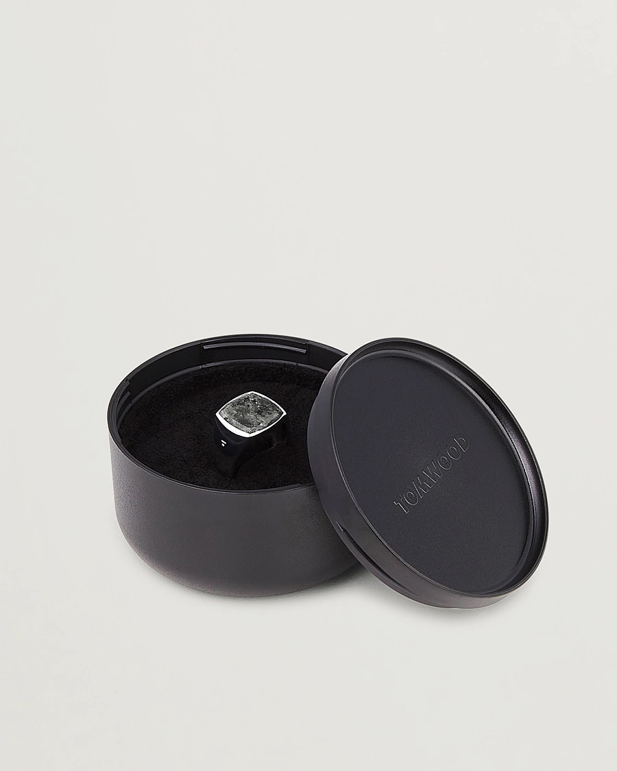 Herr | Smycken | Tom Wood | Cushion Black Larvikite Ring Black Larvikite