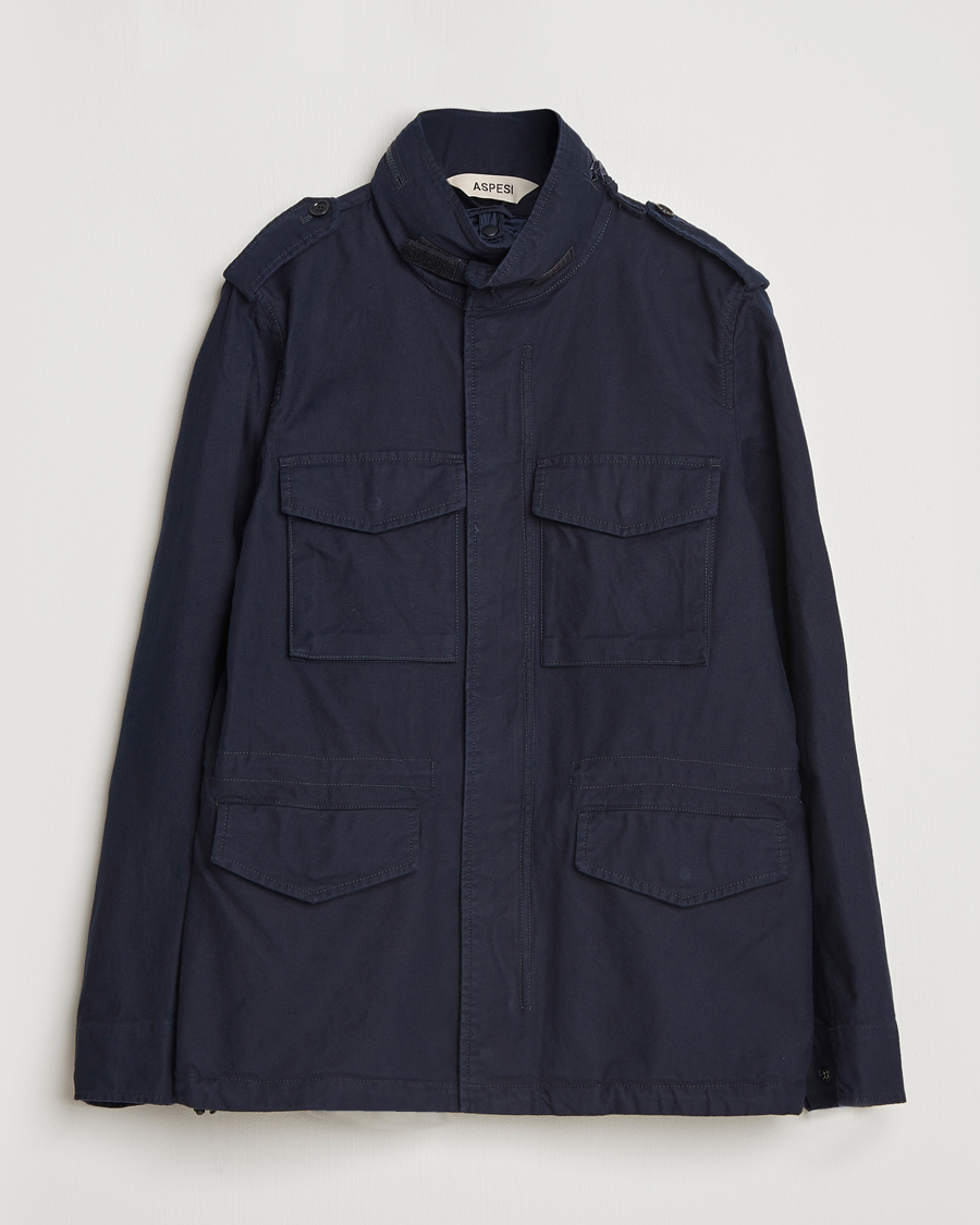 Herr | Jackor | Aspesi | Lined Cotton Field Jacket Navy
