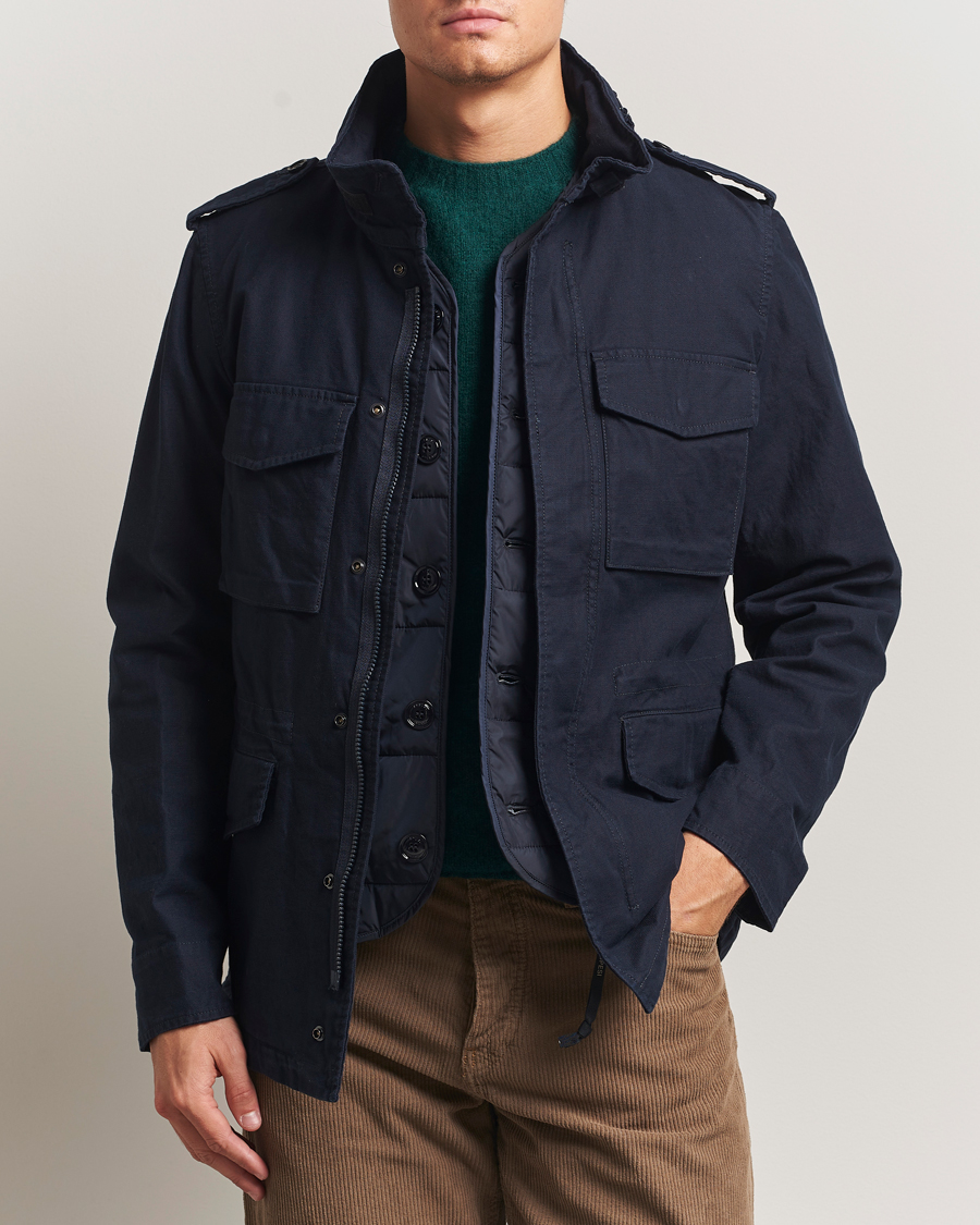 Herr | Jackor | Aspesi | Lined Cotton Field Jacket Navy