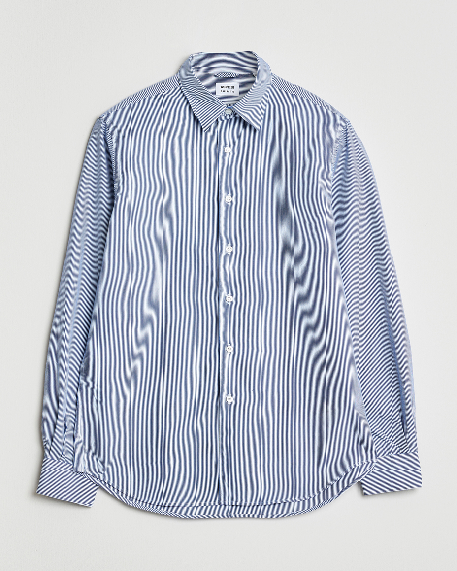 Herr | Skjortor | Aspesi | Striped Poplin Shirt Light Blue