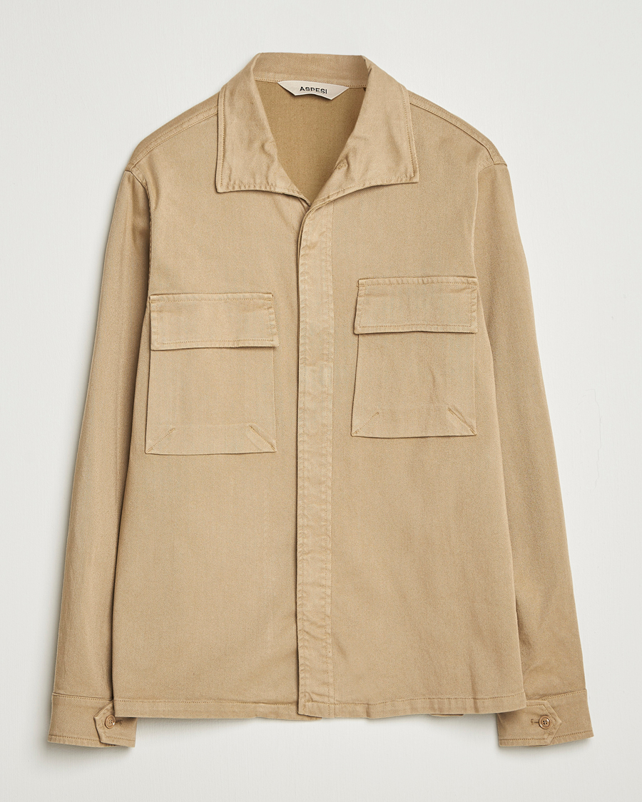 Herr | Skjortor | Aspesi | Twill Cotton Overshirt Beige
