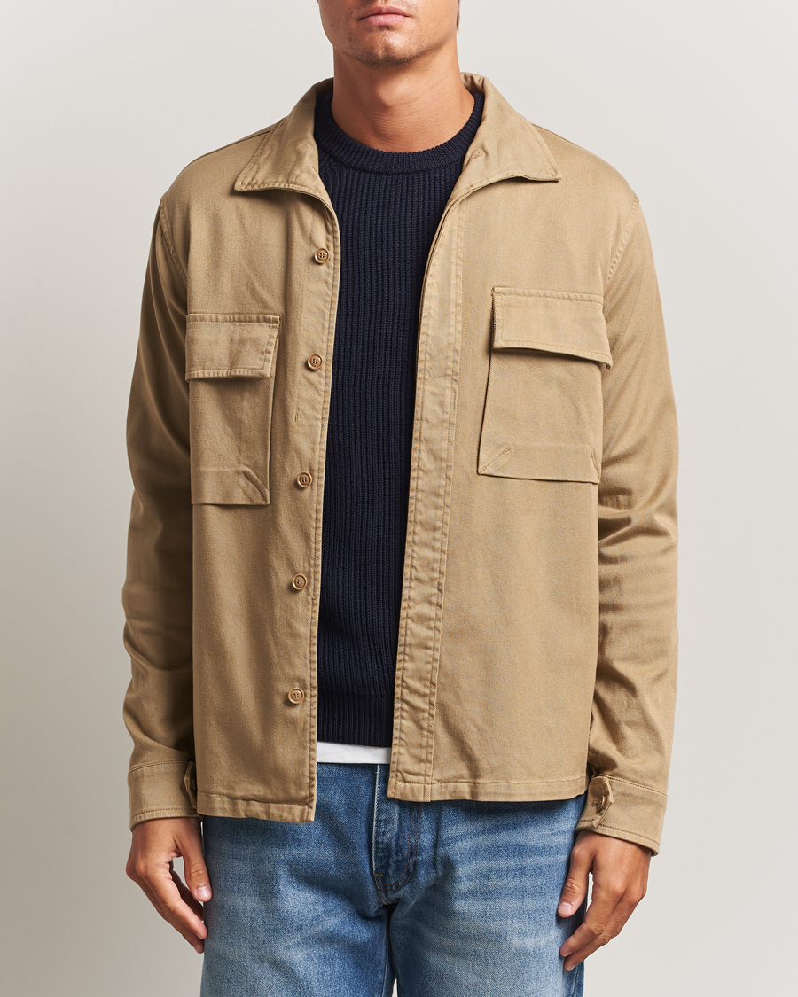 Herr | Skjortor | Aspesi | Twill Cotton Overshirt Beige