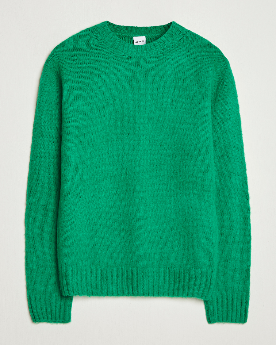 Herr | Tröjor | Aspesi | Brushed Shetland Sweater Green