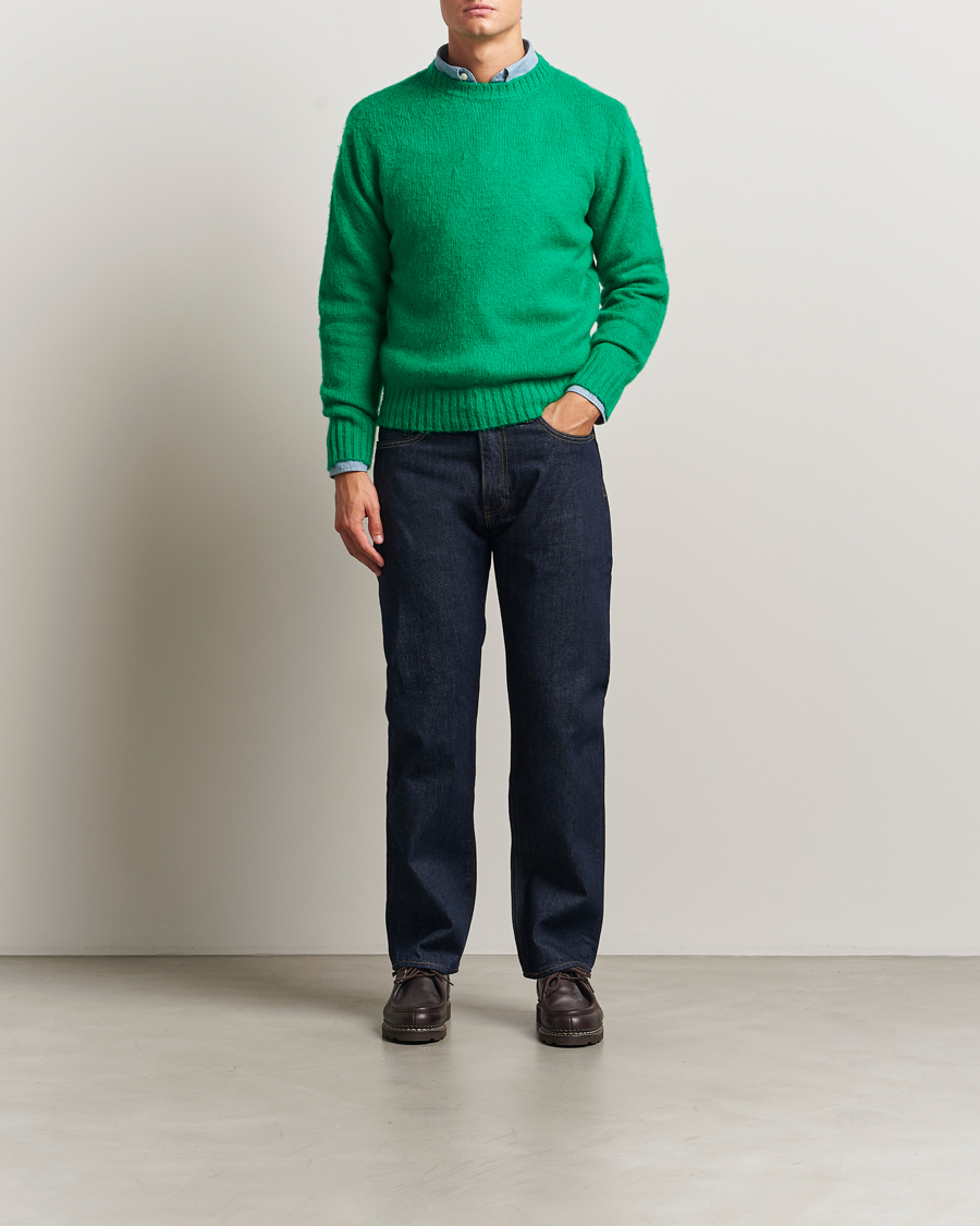 Herr | Tröjor | Aspesi | Brushed Shetland Sweater Green
