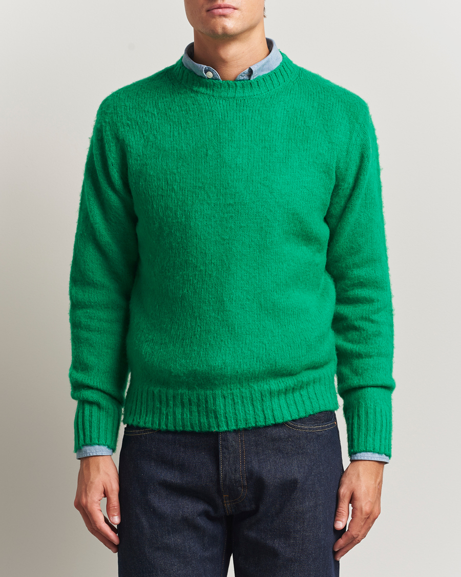 Herr | Tröjor | Aspesi | Brushed Shetland Sweater Green