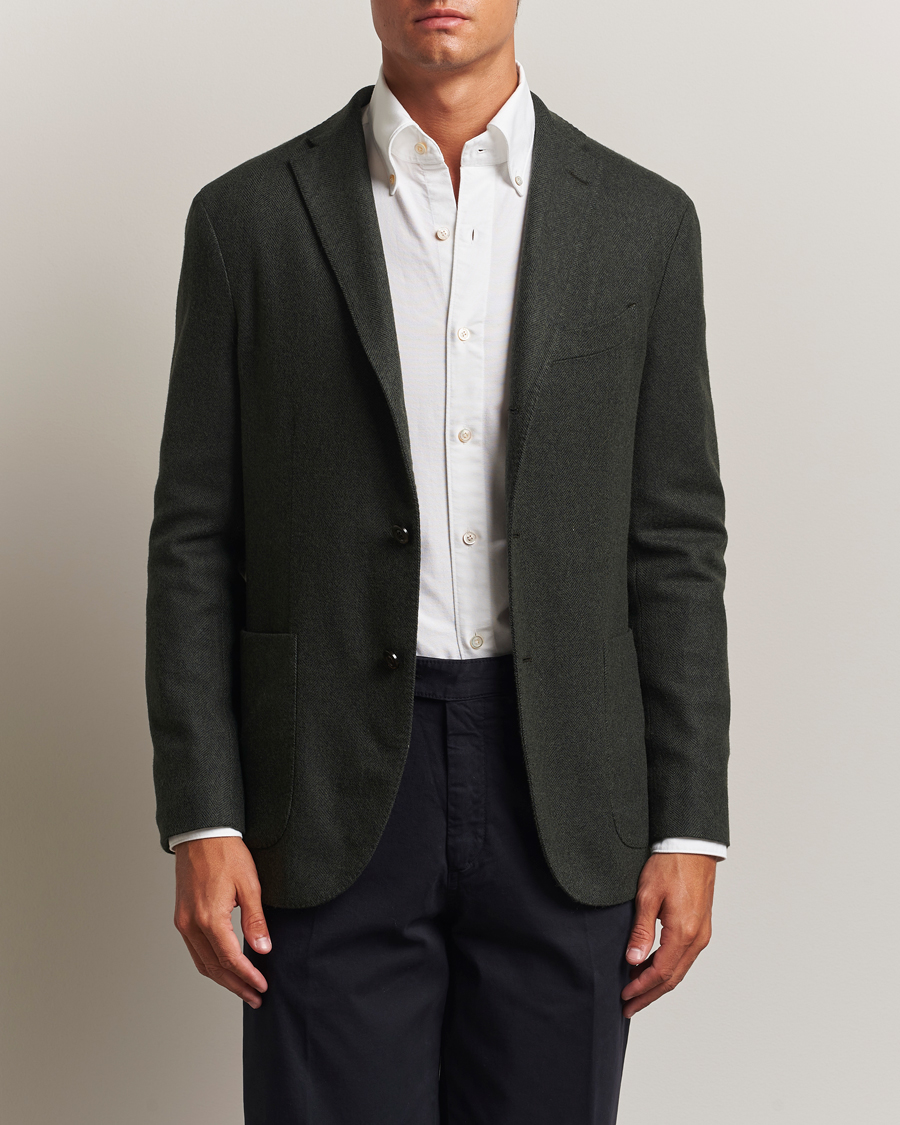 Herr | Kavajer | Boglioli | K Jacket Wool Herringbone Blazer Hunting Green