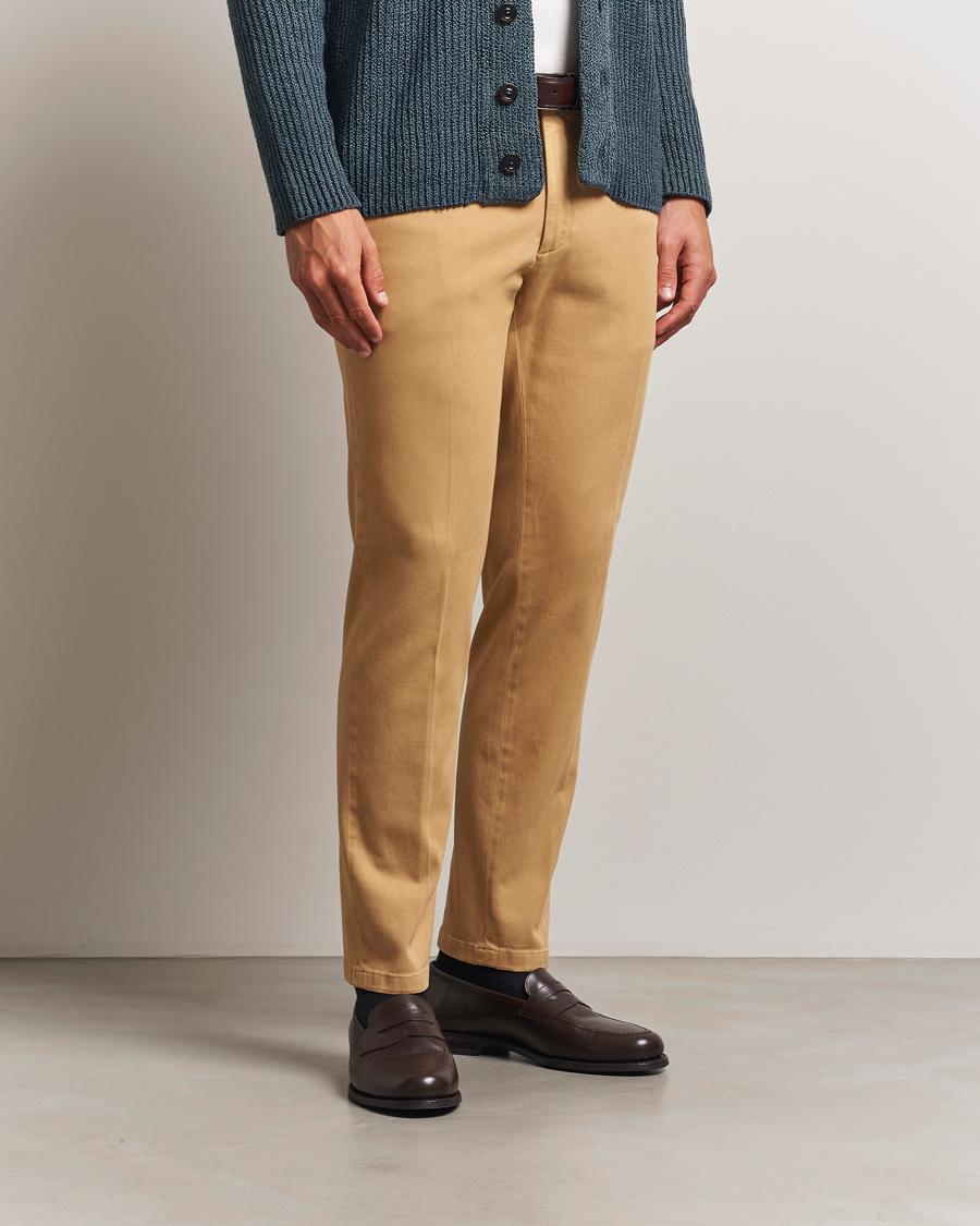 Herr | Byxor | Boglioli | Cotton Twill Trousers Beige