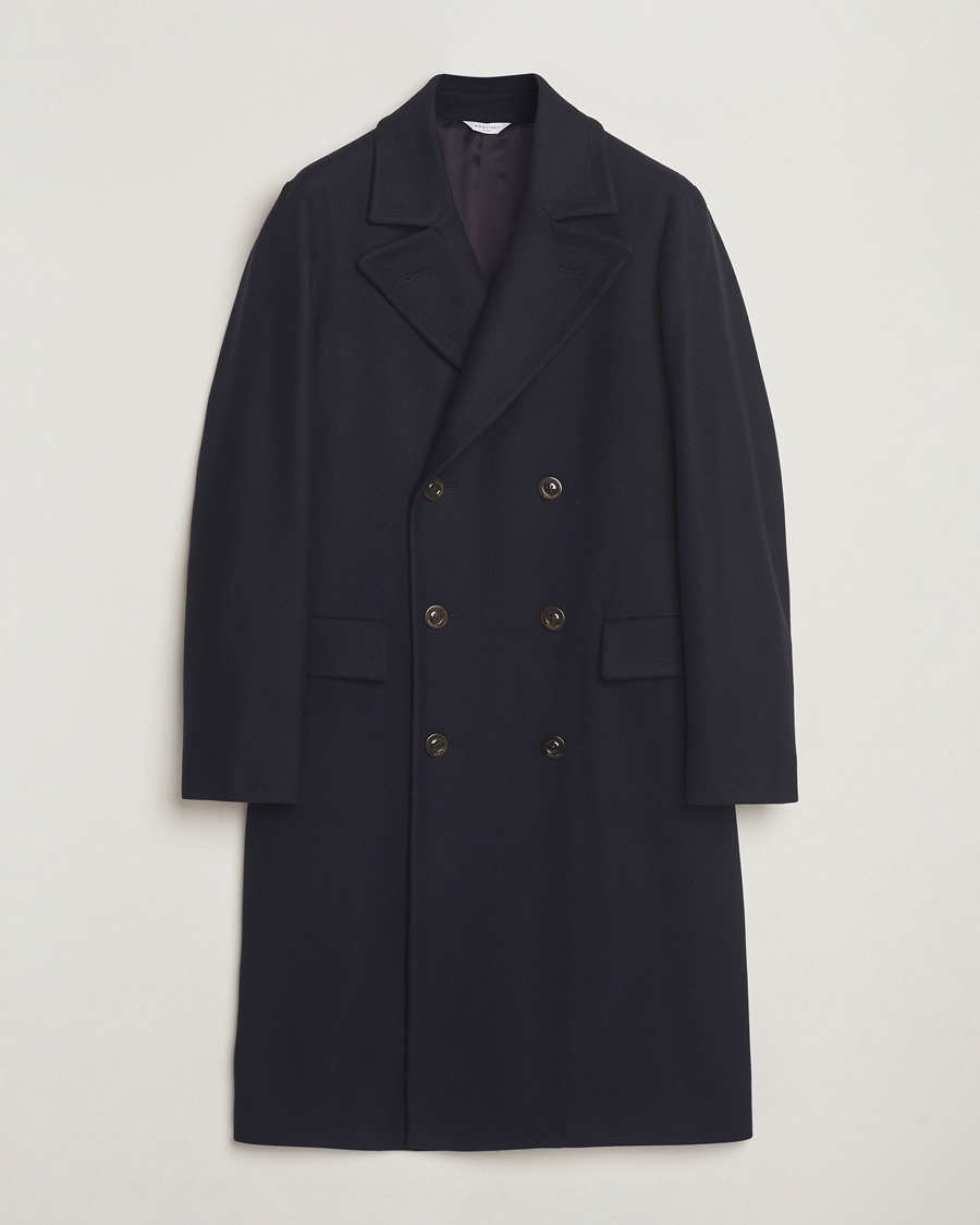 Herr | Jackor | Boglioli | Double Breasted Wool Coat Navy