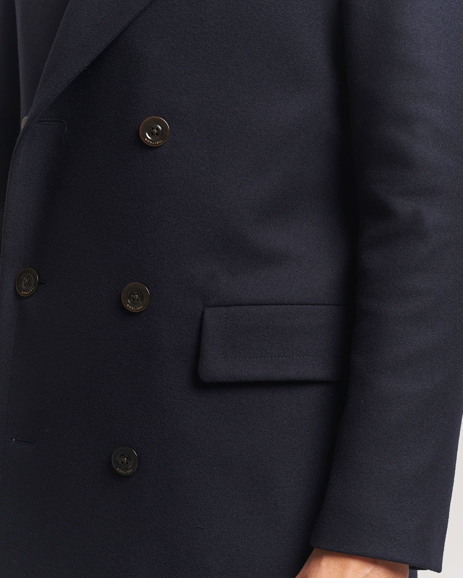 Herr | Jackor | Boglioli | Double Breasted Wool Coat Navy