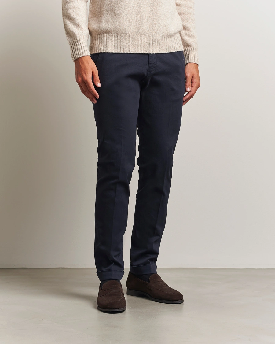 Herr | Byxor | Briglia 1949 | Slim Fit Cotton Stretch Chino Navy