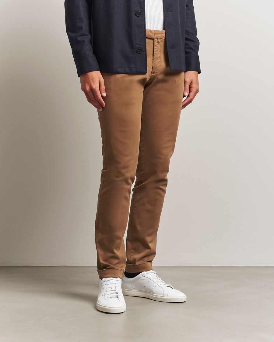 Herr | Byxor | Briglia 1949 | Slim Fit Cotton Stretch Chino Mid Brown