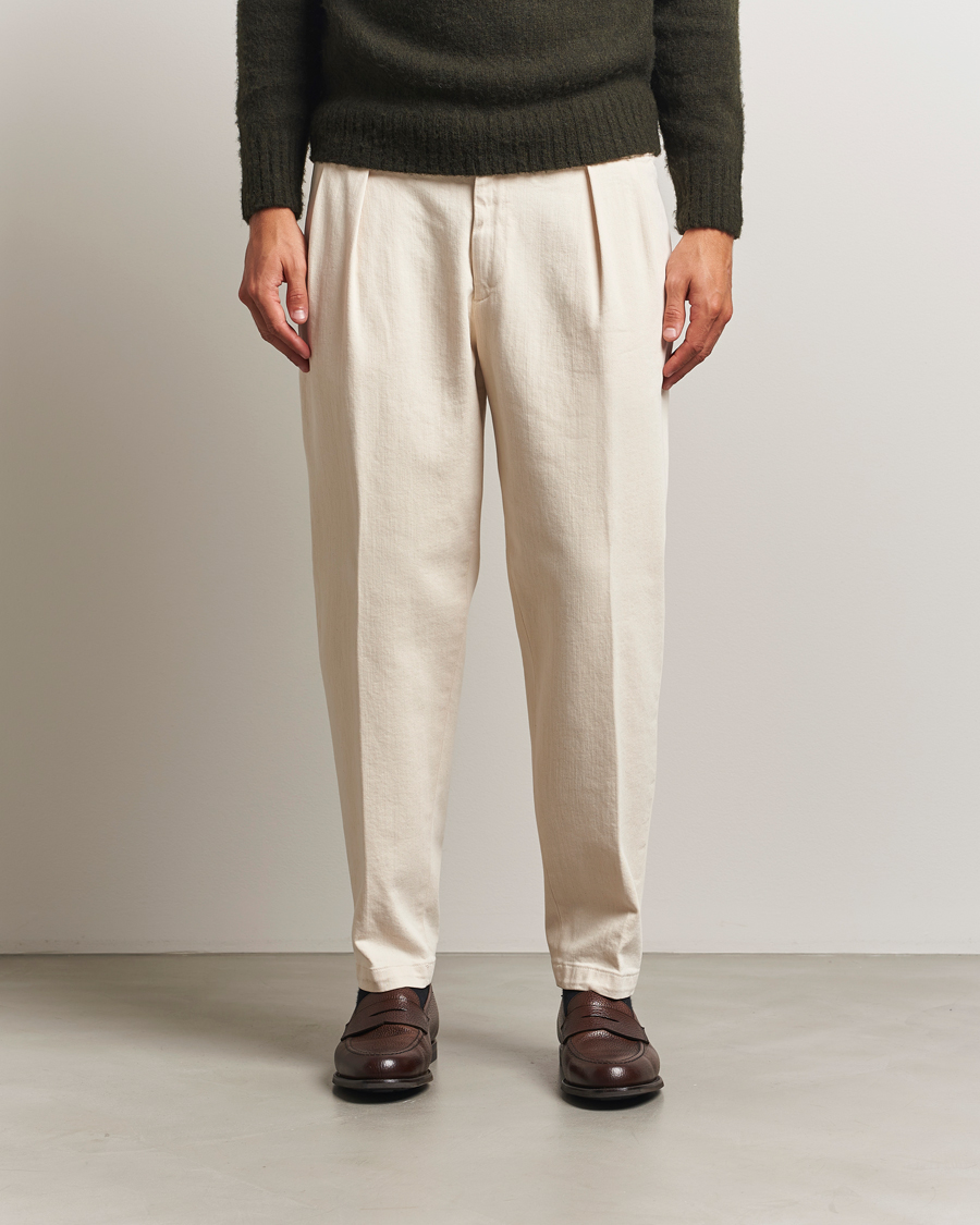 Herr | Byxor | Briglia 1949 | Portobello Loose Fit Cotton Trousers Ecru