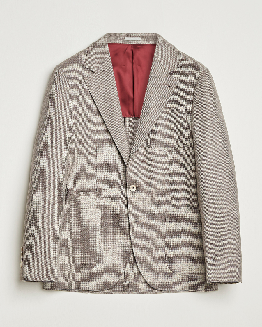 Herr | Kavajer | Brunello Cucinelli | Single Breasted Wool/Cashmere Twill Blazer Beige
