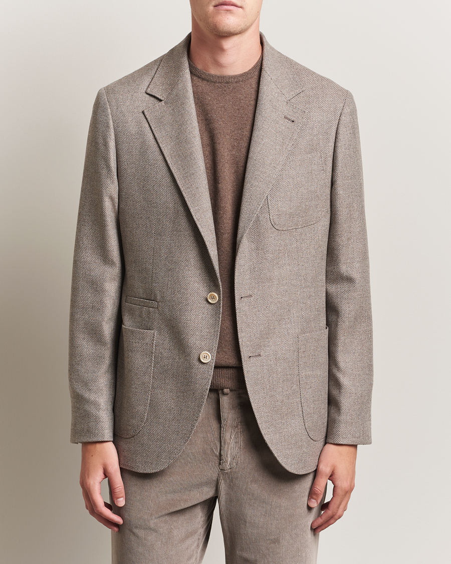 Herr | Kavajer | Brunello Cucinelli | Single Breasted Wool/Cashmere Twill Blazer Beige