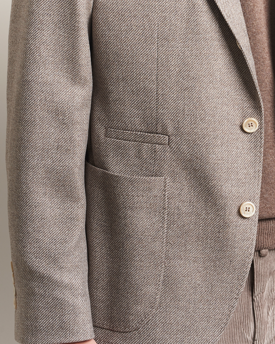 Herr | Kavajer | Brunello Cucinelli | Single Breasted Wool/Cashmere Twill Blazer Beige