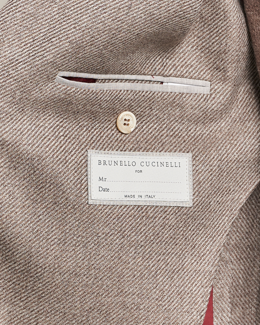 Herr | Kavajer | Brunello Cucinelli | Single Breasted Wool/Cashmere Twill Blazer Beige