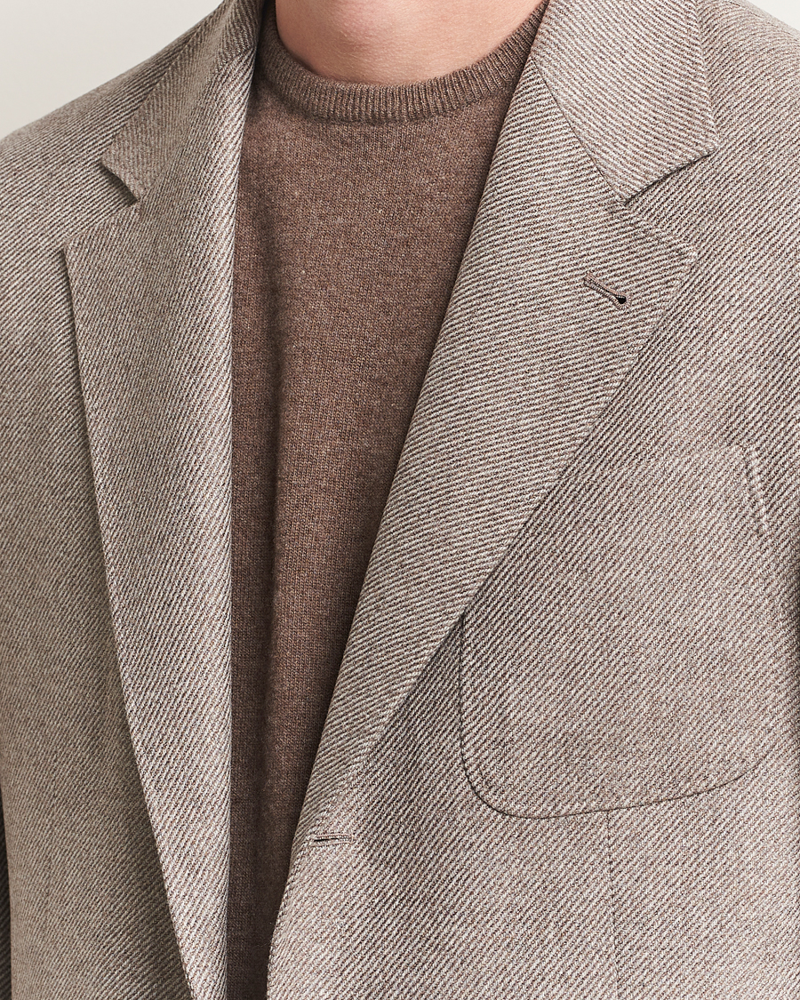 Herr | Kavajer | Brunello Cucinelli | Single Breasted Wool/Cashmere Twill Blazer Beige