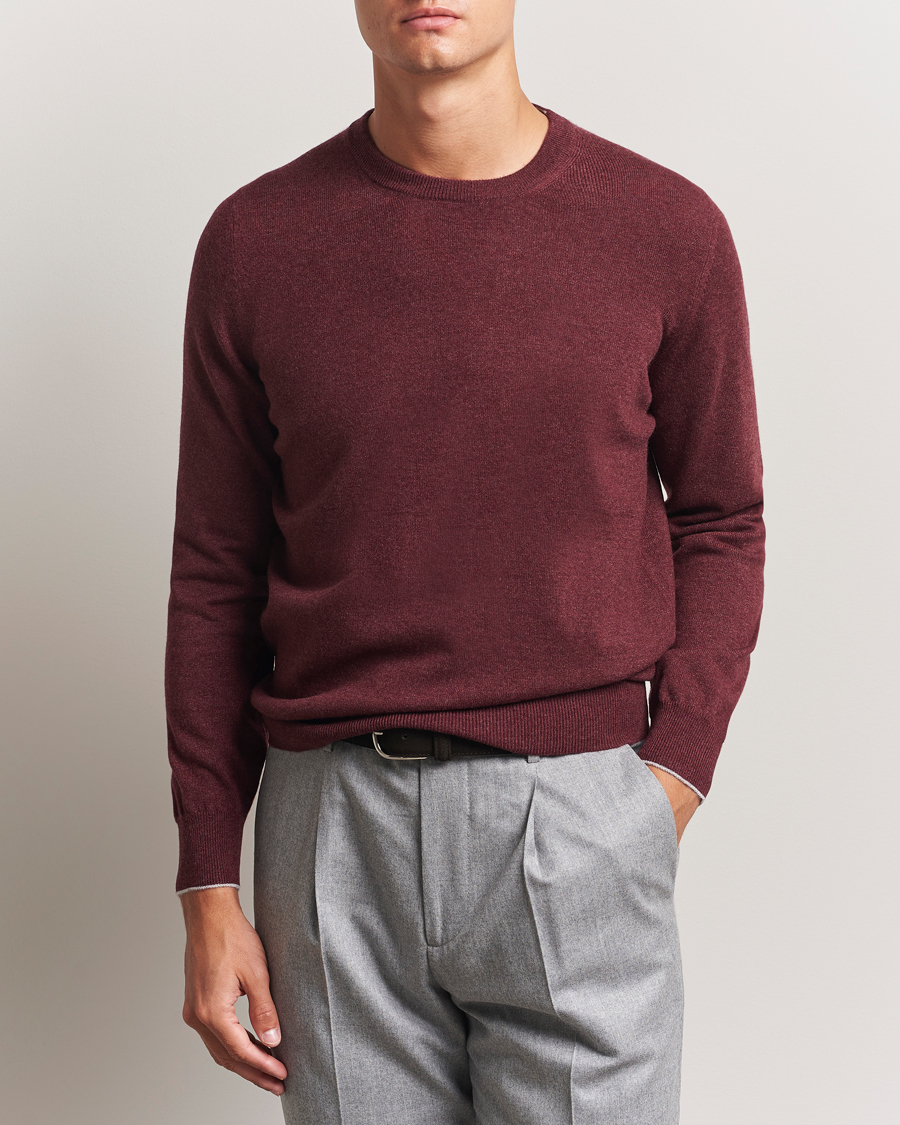 Herr | Tröjor | Brunello Cucinelli | 2 Ply Cashmere Pullover Amaranto