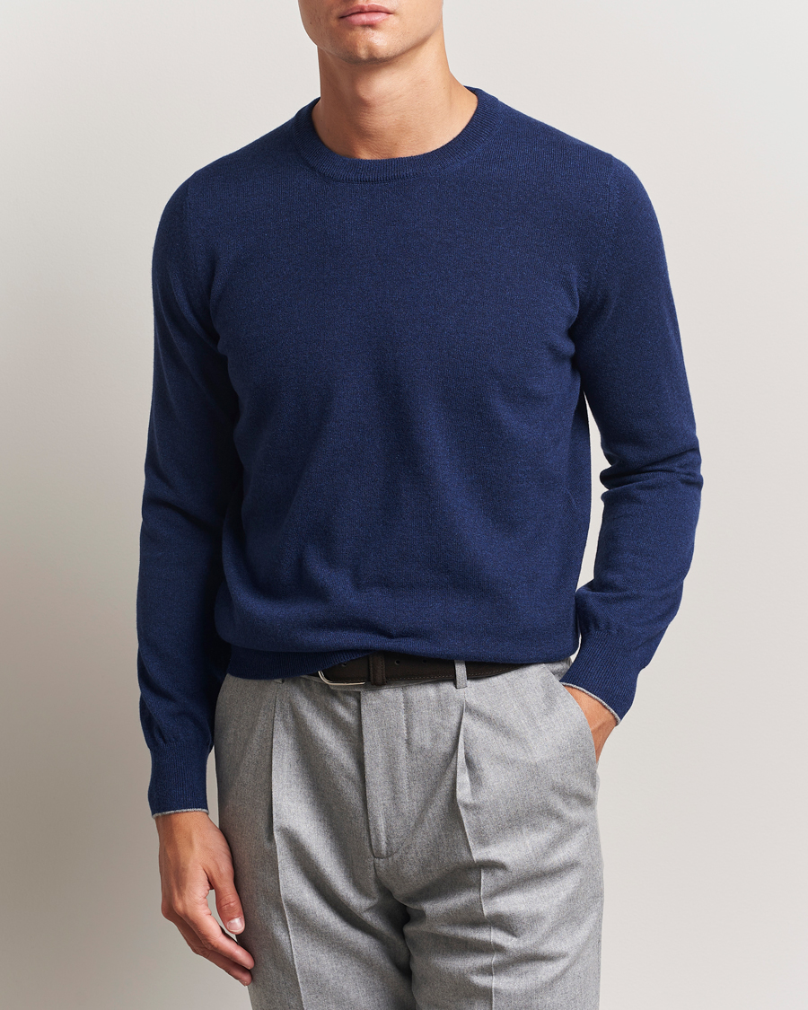 Herr | Tröjor | Brunello Cucinelli | 2 Ply Cashmere Pullover Dark Blue