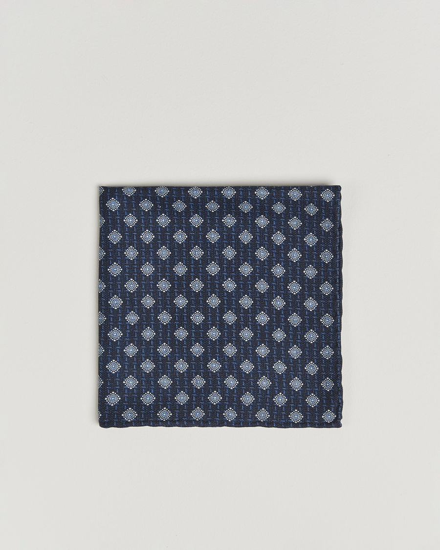 Herr | Näsdukar | Brunello Cucinelli | Printed Silk Pocket Square Navy