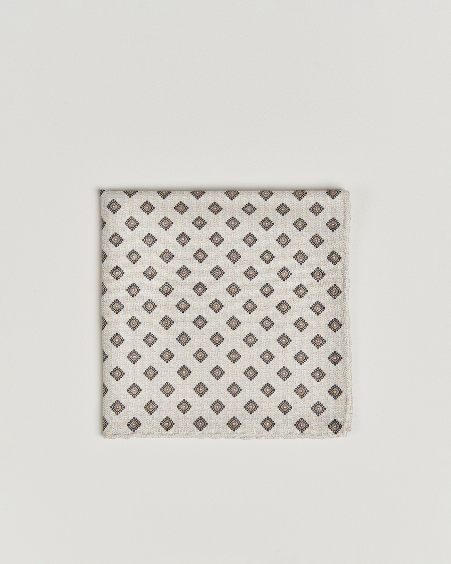 Herr | Näsdukar | Brunello Cucinelli | Printed Silk Pocket Square Ivory